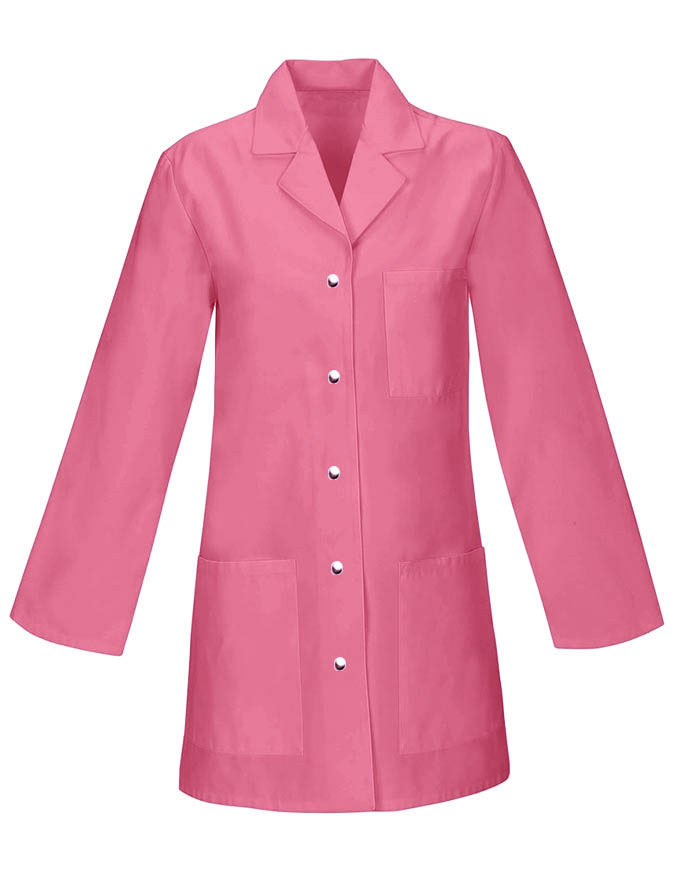 Womens 32 Inches Three Pocket Snap Front Colored Lab Coat