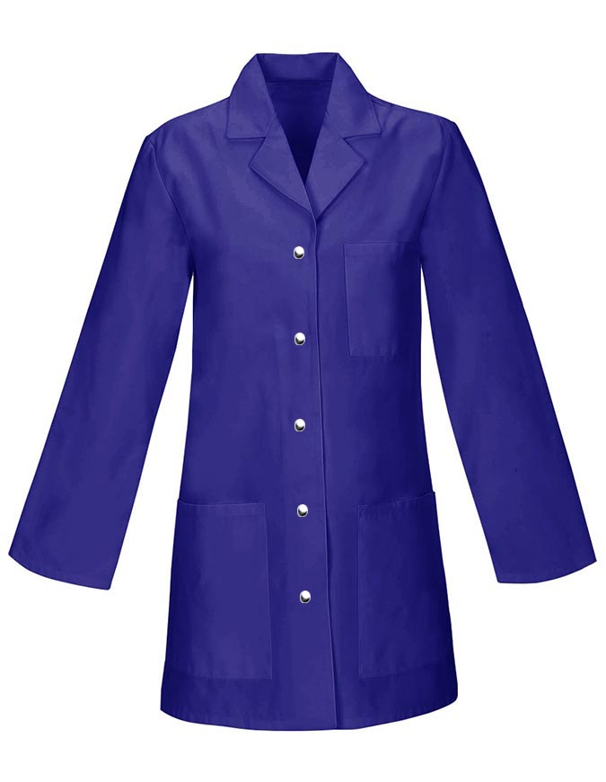 Womens 32 Inches Three Pocket Snap Front Colored Lab Coat