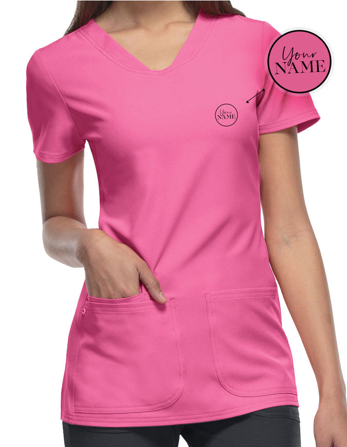 Free Embroidery Women's Pitter-Pat Shaped V-Neck Scrub Top