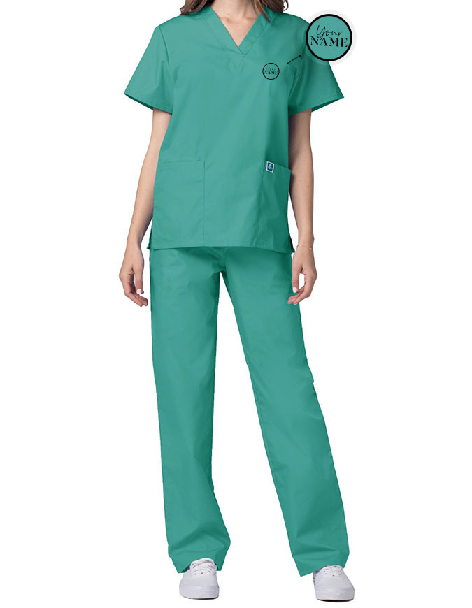 Free Embroidery Unisex Basic Nurse Scrub Set