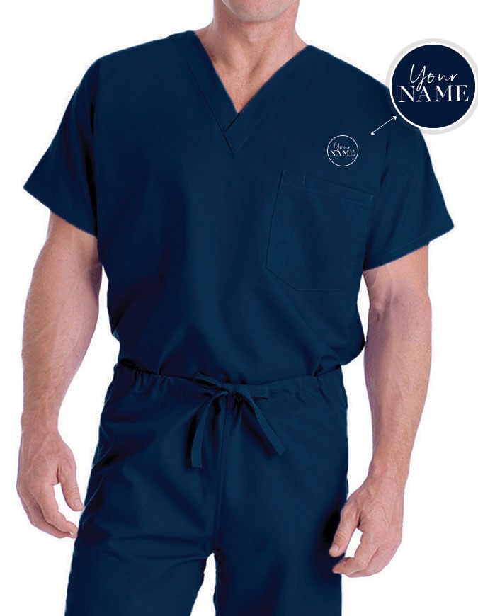 Free Embroidery Unisex V-Neck Reversible Scrub Top
