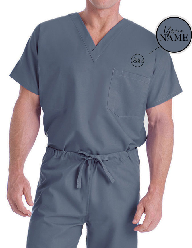 Free Embroidery Unisex V-Neck Reversible Scrub Top