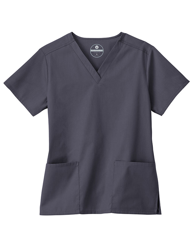 White Swan Fundamentals Women's Two Pockets Solid Scrub Top