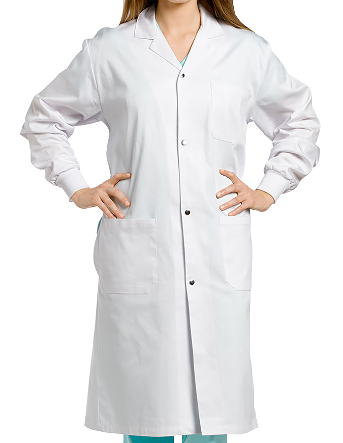 White Cross Women's Knit Cuffs Long Labcoat