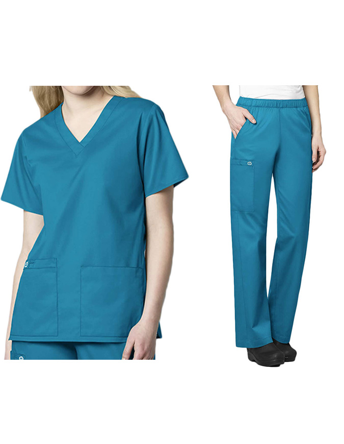 Wink Scrubs Wonder Work Women's V-Neck Cargo Medical Scrub Set