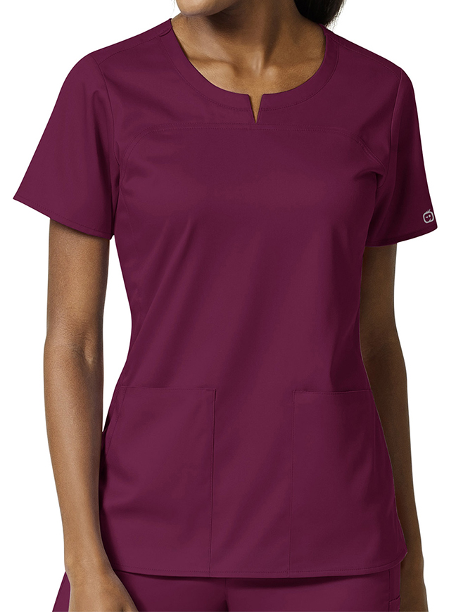 Wonder Wink Pro Womens Seam Notch Neck Scrub Top