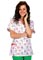 Adar Women Kitty Print Mock Wrap Nursing Scrub Top