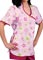 Adar Women Hearts in Flower Print Asian Style Nursing Scrub Topp