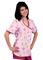Adar Women Hearts in Flower Print Asian Style Nursing Scrub Top