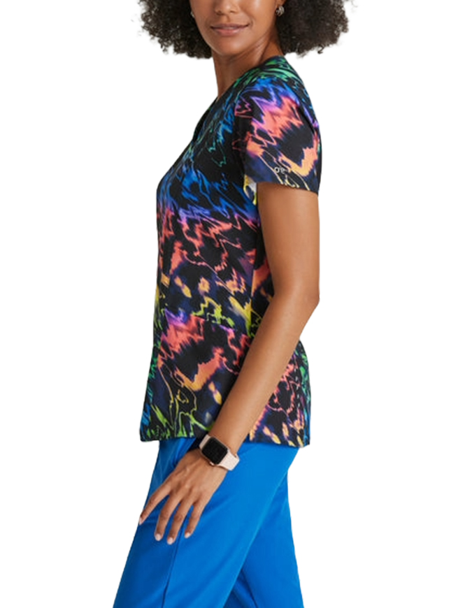 Barco Uniform Women's V-Neck AURORA LIGHTS  Print Scrub Top