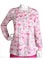 Barco Women's Pink Heart Two Pocket Round Neck Warm-Up Scrub Jacket