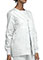 Cherokee Women White Jewel Neck Snap Front Medical Warm Up Jacket