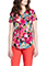 Cherokee Genuine Women's V-Neck Print Top in Abstract Petals