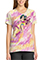 Cherokee Licensed Women's V-Neck Print Top in Tiger Tie Dye