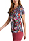 Grey's Anatomy Spandex Palm Garden Floral Women's V-Neck Print Scrub Topp