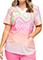 HeartSoul Break On Through Women's Retro Rainbow Print Scrub Top