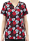 Maevn Prints Women's Curved V-Neck Night Blooming Print Top