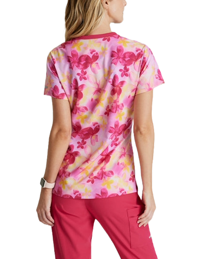 Skechers Women's V-Neck PLUMARIA DREAMS Print Scrub Top