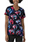 WonderWink Women's V-Neck Border Freedom Sparkle Black Print Scrub Top