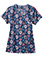 Zoe+Chloe Women's Contrast Mock Wrap Print Scrub Top in Flower Pawer