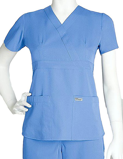 Barco Uniforms Junior Fit Three Pockets Mock Wrap Nurse Scrub Top