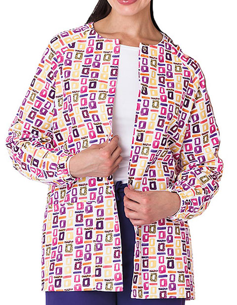 Bio Prints Ladies Pop Art Purple Raglan Sleeve Warm Up Scrub Jacket