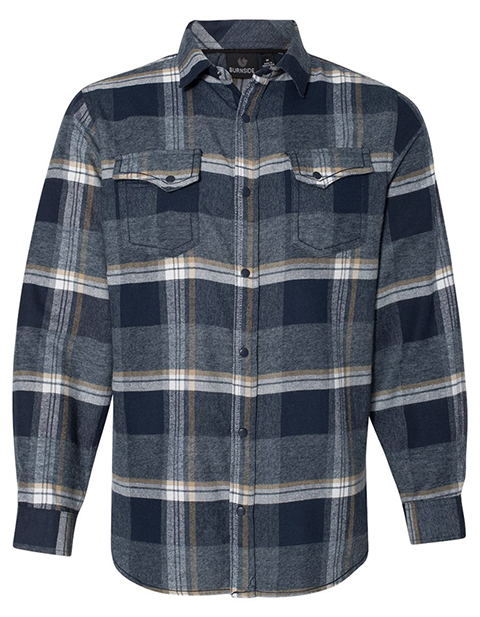 Burnside Snap Front Long Sleeve Plaid Flannel Shirt
