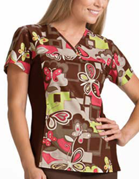 Cherokee Flexibles Womens Two Pocket Butterfly Nouveau Nurse Scrub Top