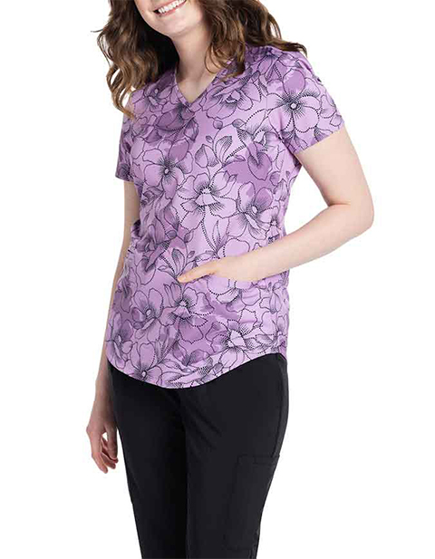 Cherokee Genuine Women's V-Neck Print Top in Dots In Bloom