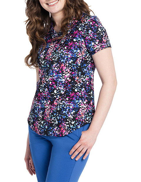 Cherokee Genuine Women's Crazy For Confetti Print Scrub Top