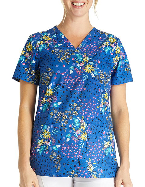 Cherokee Women's Patchwork Pop Print V-Neck Top