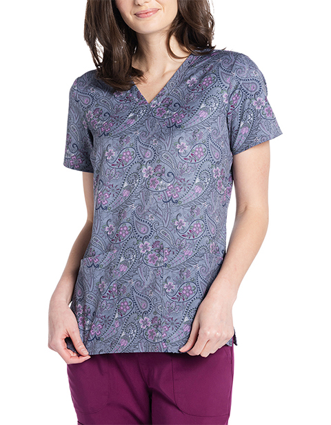 Cherokee Genuine Women's Soft Paisley Print V-Neck Top