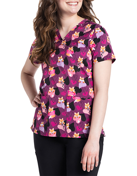 Cherokee Genuine Women's Tails Of Love Print V-Neck Top