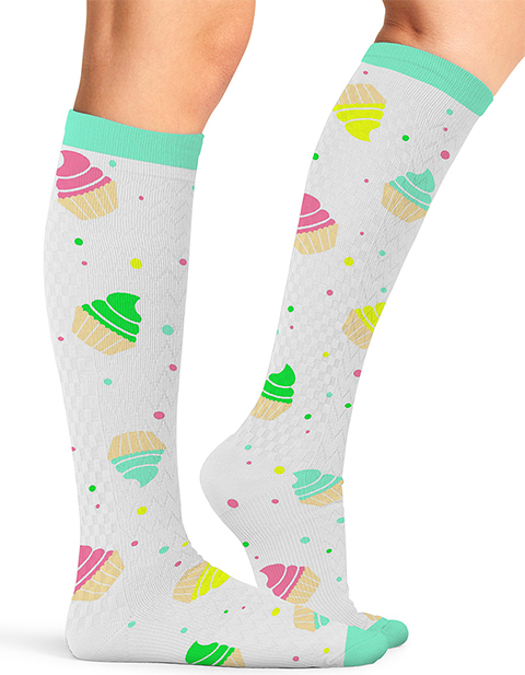 Cherokee Legwear Women's Compression Socks in Cupcake Party
