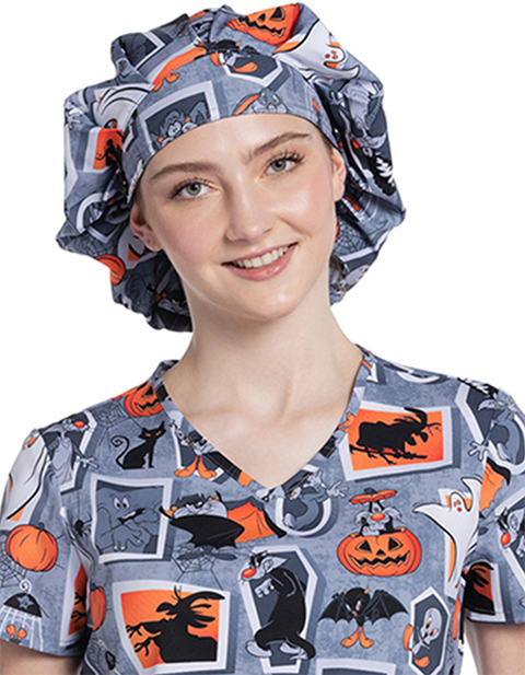 Cherokee Licensed Unisex Print Bouffant Scrubs Hat in Tweety Fright