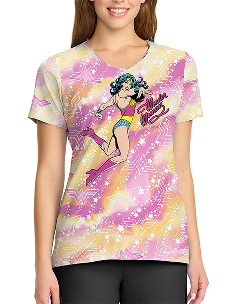 Cherokee Licensed Women's V-Neck Print Top in Tiger Tie Dye