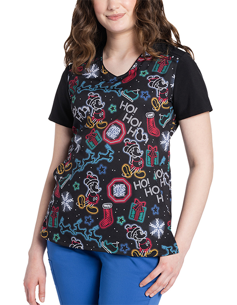 Cherokee Licensed Women's V-Neck Top in Christmas Glow