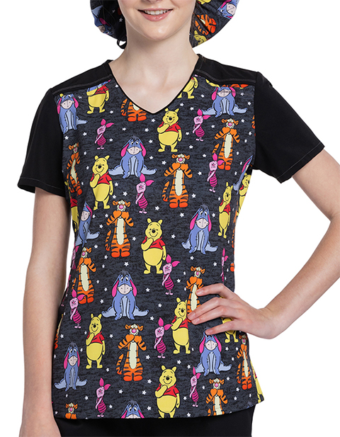 Cherokee Licensed Women's V-Neck Top in Hundred Acre Stars