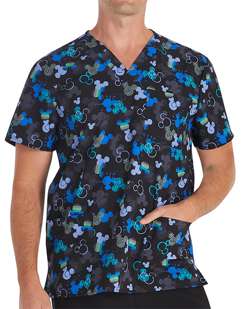 Cherokee Licensed Men's V-Neck Top in Doodle Ears