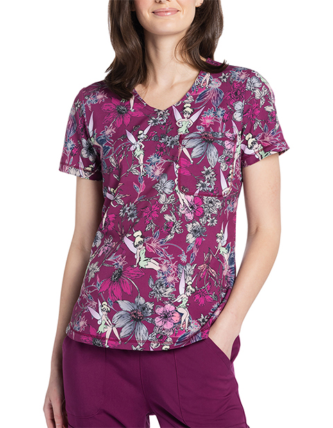 Cherokee Licensed Women's Rounded Print V-Neck Top in Magical Moonlight