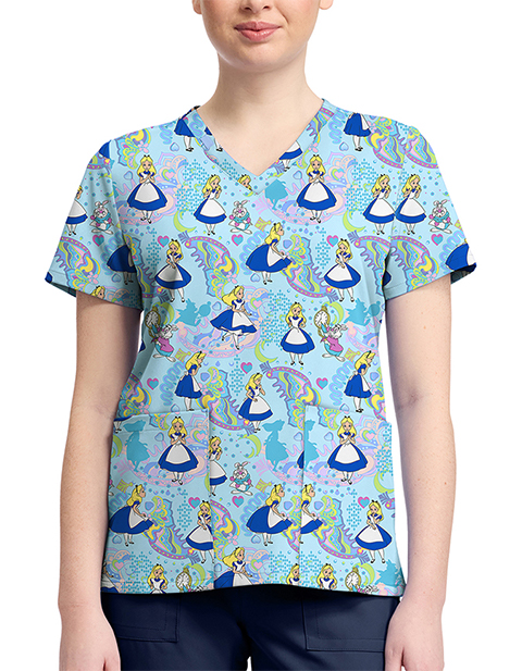 Cherokee Licensed V-Neck Top Unisex in Alice Dreamland