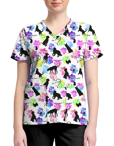 Cherokee Licensed V-Neck Top Unisex in Dog Is Love
