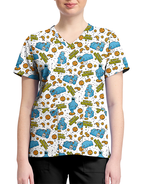 Cherokee Licensed V-Neck Top Unisex in Crunches