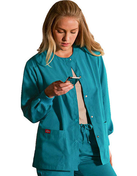 Dickies EDS Missy Round Neck Snap Front Scrub Jacket