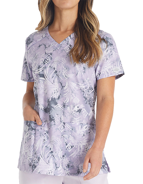 Dickies Women's Tropic Distress Print V-neck Scrub Top