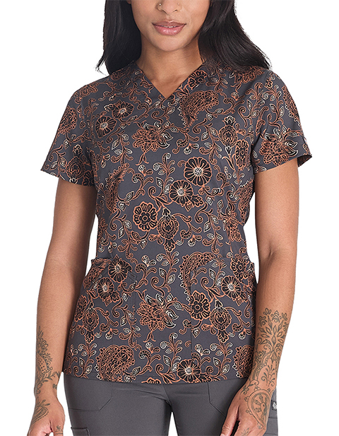 Dickies Prints Women's V-Neck Print Top in Western Floral