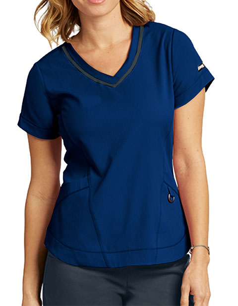 Grey's Anatomy Women's Seamed V-neck Fashion Top