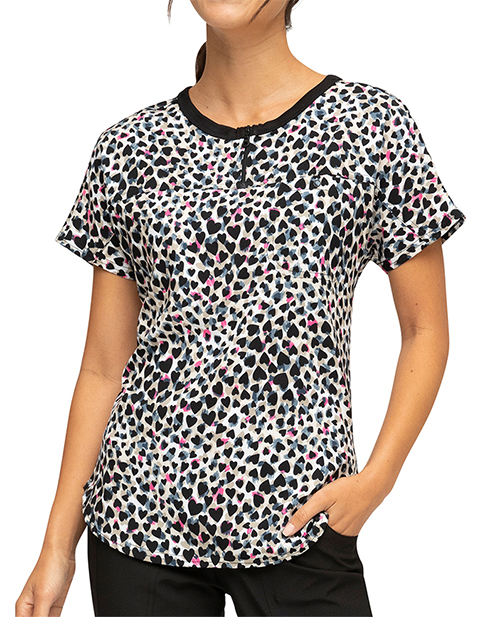 Heartsoul Women's Forever Wild At Heart Print Scrub Top