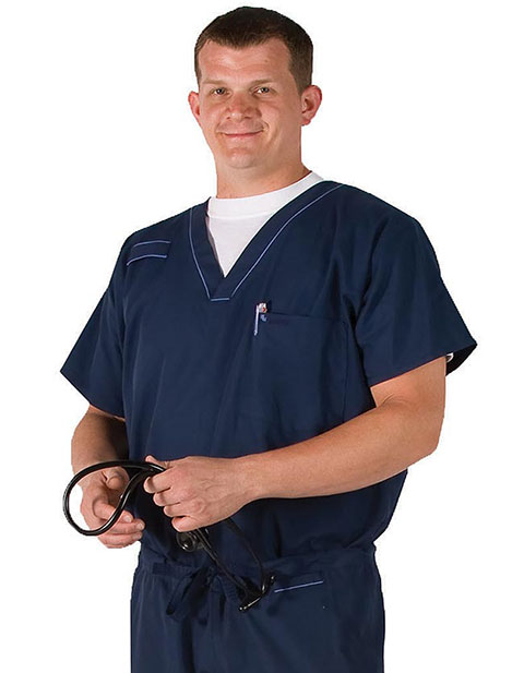 Landau Unisex Single Pocket Piped V-Neck Nurse Scrub Top