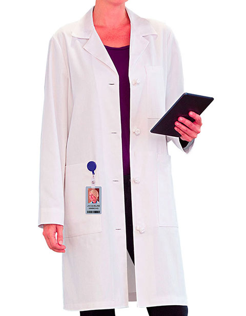 Meta Women's 38 Inches Knot Button iPad Pocket Long Labcoat